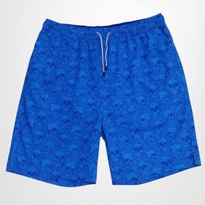 Peter Millar Seaside Swim Shorts Mens M Blue Skipper Skull Print Mesh Lined NWOT